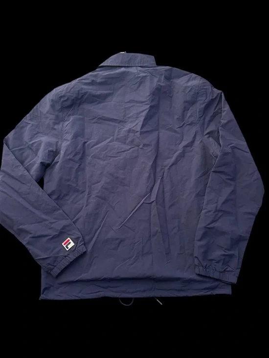New men’s Fila Navy Windbreaker Coach Jacket with White Logo large - Picture 2 of 3